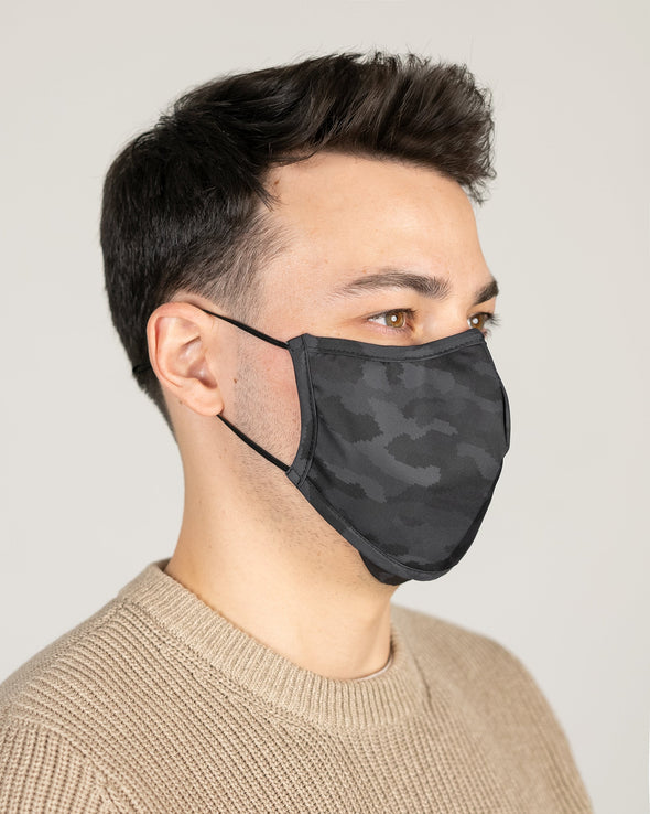 Structured Silver Mask 3 Layer - Black Camo