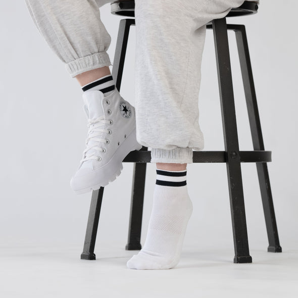 SILVER RETRO-QUARTER SOCKS | WHITE