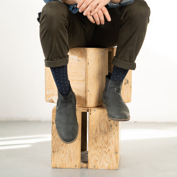SILVER CREW SOCKS | DOTTED BLUE