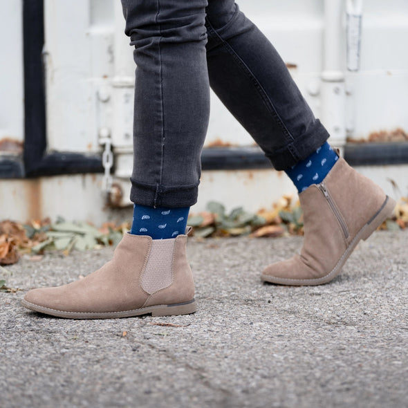 SILVER CREW SOCKS | PAISLEY BLUE