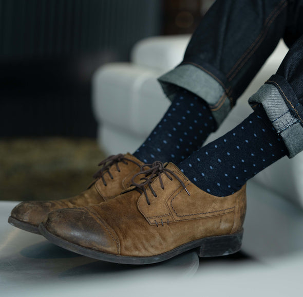 SILVER CREW SOCKS | DOTTED BLUE