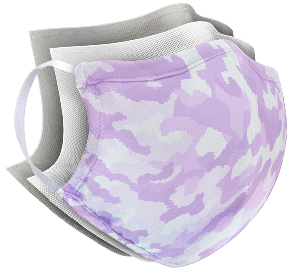 Structured Silver Mask 3 Layer - Purple Camo