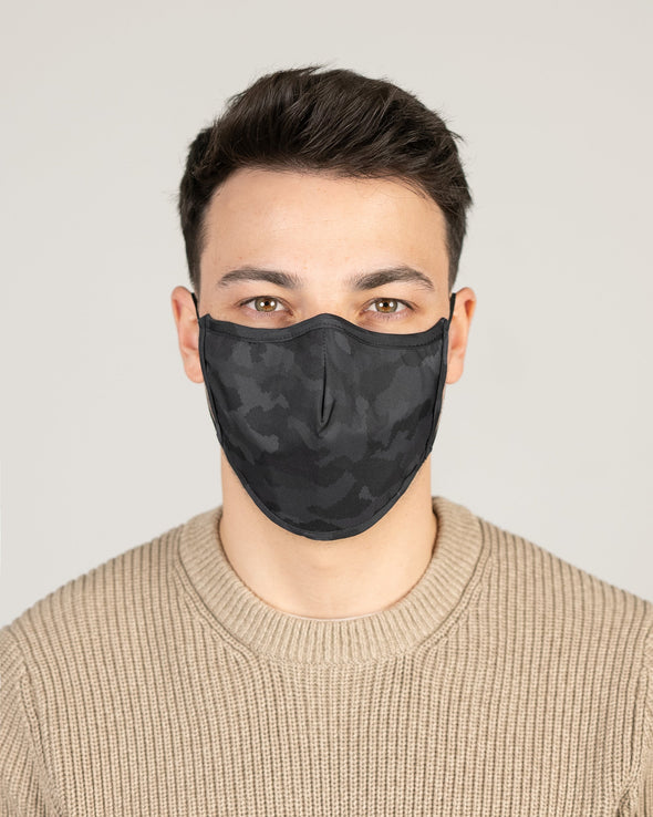 Structured Silver Mask 3 Layer - Black Camo
