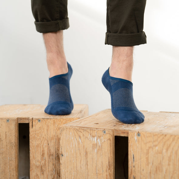 SILVER NO SHOW SOCKS | DENIM BLUE