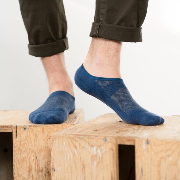 SILVER NO SHOW SOCKS | DENIM BLUE