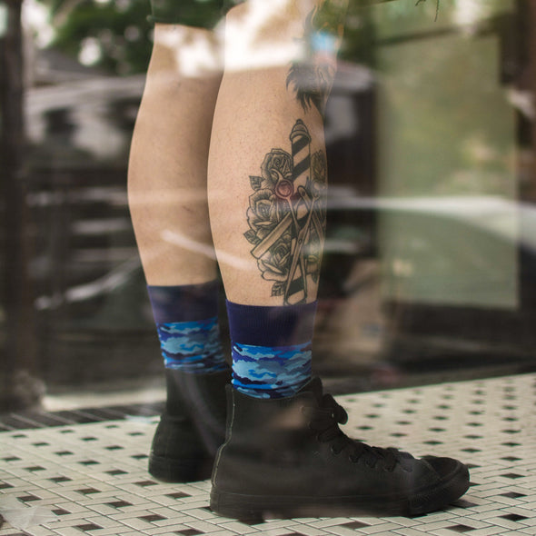 SILVER CREW SOCKS | BLUE CAMO